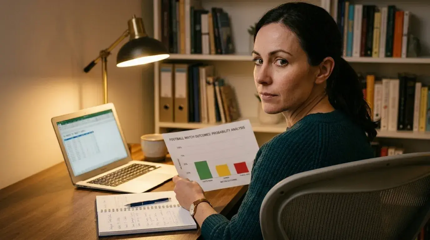 Value Betting Strategie Fußball – Person analysiert Statistiken und Quoten am Schreibtisch